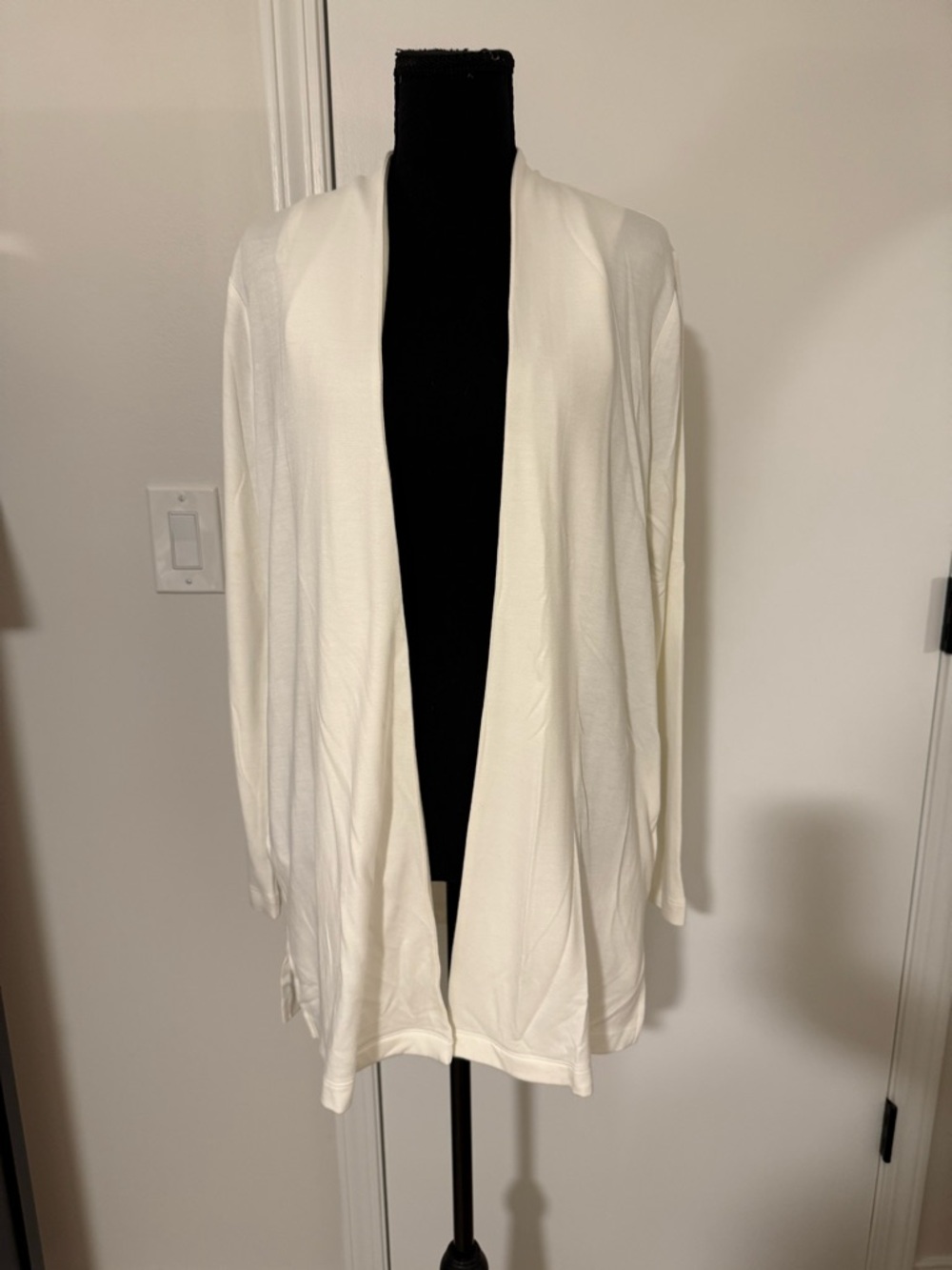 Lou & Grey Open-Front Cream Knit Cardigan